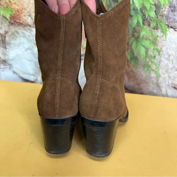 ZARA Brown Split Leather Cowboy Boots, 38 - Picture 6 of 11